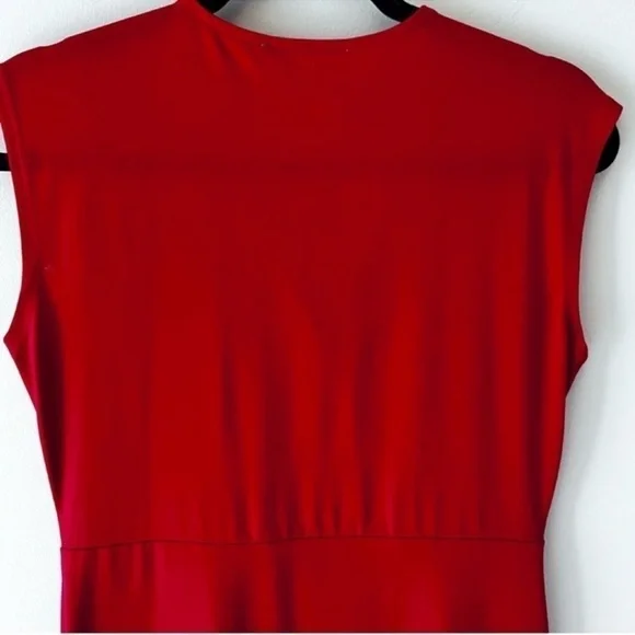Michael Kors Red Dress faux wrap V-neck dress Sz S/M - Picture 6 of 13